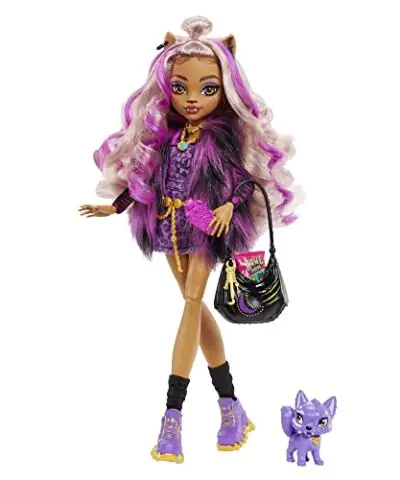 Monster High Doll Clawdeen Wolf with Accessories and Pet Dog Posable Fashion Doll with Purple Streaked Hair 0