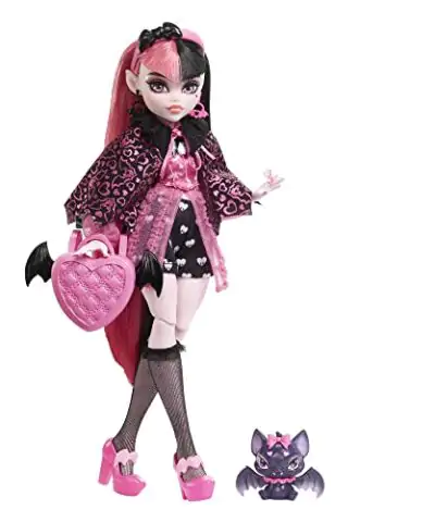 Monster High Doll Draculaura with Accessories and Pet Bat Posable Fashion Doll with Pink and Black Hair 0