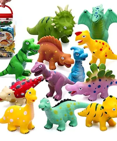 No Hole Baby Dinosaur Bath Toys for Toddler 12 PCS Mold Free Kids Bathtub Pool Toys 0