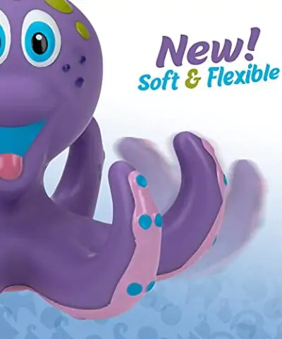 Nuby Floating Purple Octopus with 3 Hoopla Rings Interactive Bath Toy 0 1
