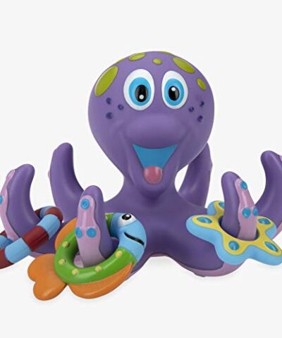 Nuby Floating Purple Octopus with 3 Hoopla Rings Interactive Bath Toy