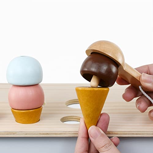 PairPear Wooden Ice Cream Cart for Kids Play Dessert and Food Truck Toys Gift for Boys and Girls 3 Years and up 0 1