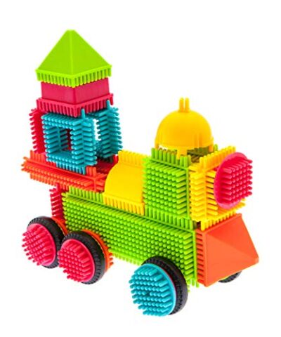 PicassoTiles PTB120 120pc Bristle Lock Tiles Toy Construction Building Blocks STEM Learning Playset Educational Kit for Child Brain Development Preschool Kindergarten Kids Boy Girl Children Age 3 0 2