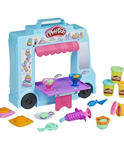 Pretend Play Toy for Kids 3+, Play-Doh Ice Cream Truck Playset with 20 Tools, 5 Colors