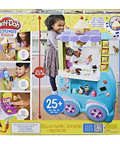 Play Doh Kitchen Creations Ultimate Ice Cream Truck Toy Playset Food Truck Toys for Kids 27 Accessories 12 Cans Preschool Toys for 3 Year Old Girls Boys and Up Non Toxic 0 1