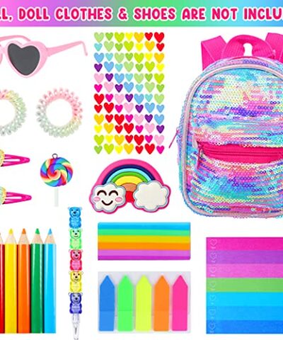 UNICORN ELEMENT 14 Pcs 18 Inch Girl Doll Accessories School Supplies Set Doll Backpack School Supplies Sunglasses and Other Stuff for My Our Life Generation Doll Accessories 0 1
