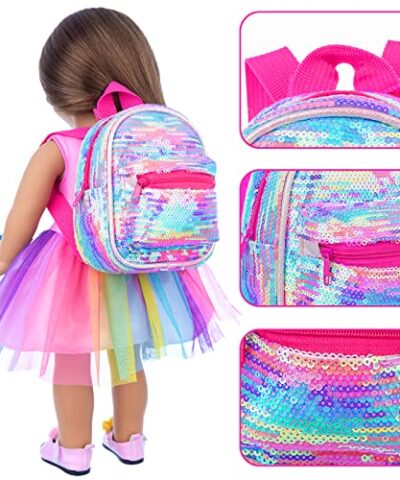 UNICORN ELEMENT 14 Pcs 18 Inch Girl Doll Accessories School Supplies Set Doll Backpack School Supplies Sunglasses and Other Stuff for My Our Life Generation Doll Accessories 0 2