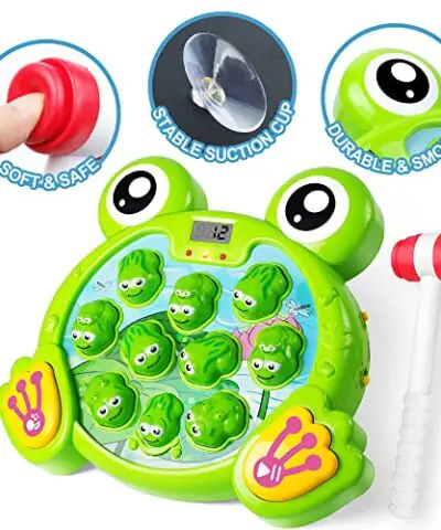 YEEBAY Interactive Whack A Frog Game Learning Active Early Developmental Toy Fun Gift for Age 3 4 5 6 7 8 Years Old Kids Boys Girls2 Hammers Included 0 1