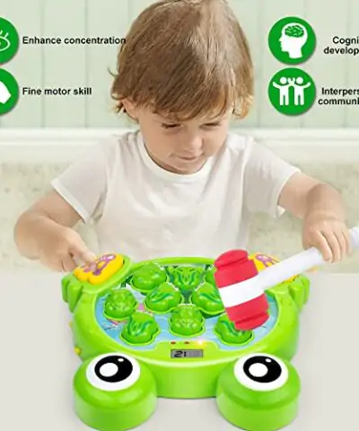 YEEBAY Interactive Whack A Frog Game Learning Active Early Developmental Toy Fun Gift for Age 3 4 5 6 7 8 Years Old Kids Boys Girls2 Hammers Included 0 2