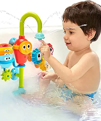 Yookidoo Bath Toys For Toddlers 1 3 Spin N Sort Spout Pro 3 Stackable Cups Hose and Spout Spinning Suction Cups For Kids Bathtime Fun 0 1