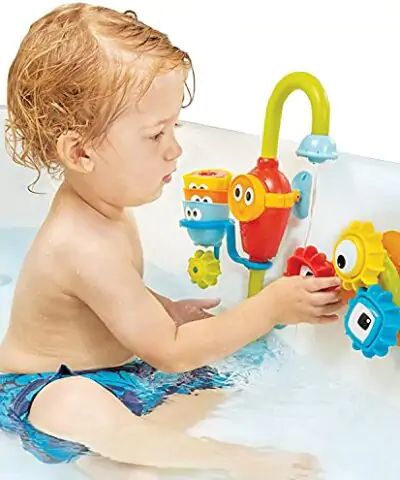 Yookidoo Bath Toys For Toddlers 1 3 Spin N Sort Spout Pro 3 Stackable Cups Hose and Spout Spinning Suction Cups For Kids Bathtime Fun 0 2