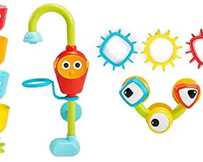 Yookidoo Bath Toys For Toddlers 1 3 Spin N Sort Spout Pro 3 Stackable Cups Hose and Spout Spinning Suction Cups For Kids Bathtime Fun 0 3
