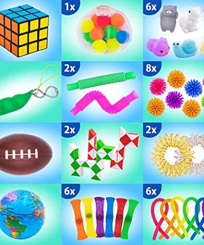 50 Pcs Fidget Pack Party Favors Gifts for Kids Adults Autistics Stress Relief Autism Sensory Toy Fidget Toys Bulk for Classroom Treasure Box Prizes Pop Its Fidgets Stocking Stuffers 0 1