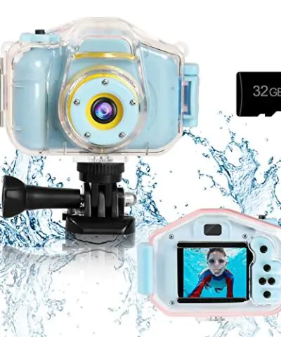 Agoigo Kids Waterproof Camera Toys for 3 12 Year Old Boys Girls Christmas Birthday Gifts Underwater Sports HD Children Digital Action Camera 2 Inch Screen with 32GB Card Blue 0