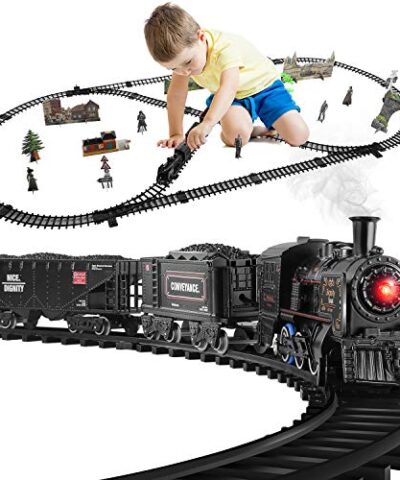 Baby Home Kids Train Set Electric Metal Alloy Train Toy for Boys Girls wSmokes Lights Sound wSteam Locomotive Engine Cargo Cars Tracks 0
