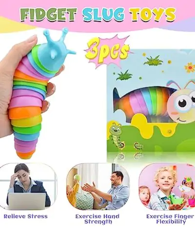 Cevioce Sensory Slug Fidget Toys3Pcs Fidget Slug Toys for Adults Kids Party FavorsAutism Sensory Toys for Autistic ChildrenToddler Toys Age 3Travel Toys for 3 Year Old H 0 2