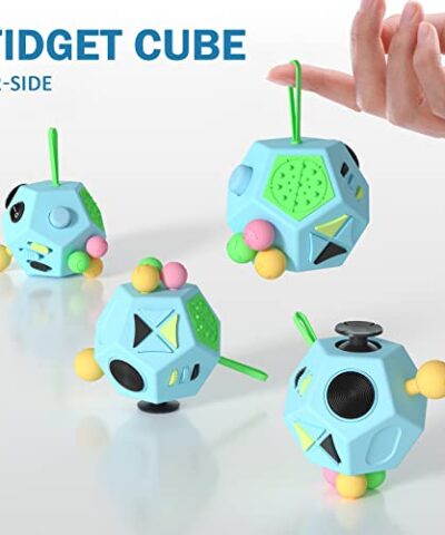 Fidget Dodecagon 12 Side Fidget Cube Relieves Stress and Anxiety Anti Depression Cube for Children and Adults with ADHD ADD OCD Autism B3 Blue Sky 0 0