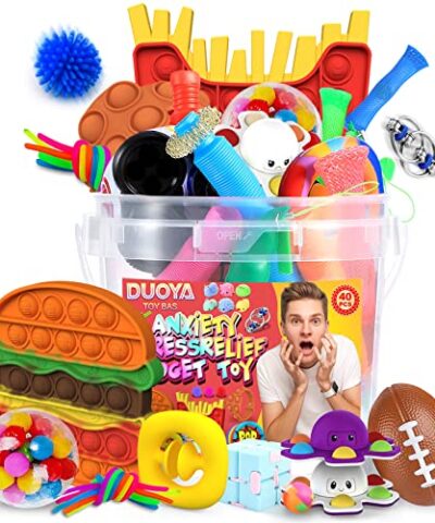 Fidget Toy Pack 40 PCS Sensory Set for Autistic Kids Adults Hamburger French Fries Stress Relief Bundles 0