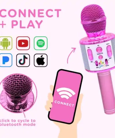 Move2Play Kids Star Karaoke Kids Microphone Includes Bluetooth 15 Pre Loaded Nursery Rhymes Birthday Gift for Girls Boys Toddlers Girls Toy Ages 2 3 4 5 6 Years Old 0 1