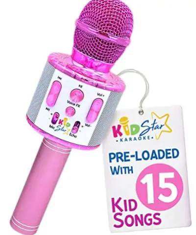 Move2Play Kids Star Karaoke Kids Microphone Includes Bluetooth 15 Pre Loaded Nursery Rhymes Birthday Gift for Girls Boys Toddlers Girls Toy Ages 2 3 4 5 6 Years Old 0