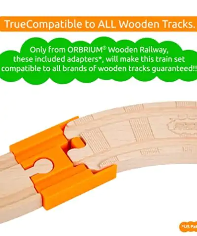 Orbrium Toys 52 Pcs Deluxe Wooden Train Set with Dual use Storage BoxTunnel Compatible with Thomas Wooden Railway Brio Chuggington 0 3