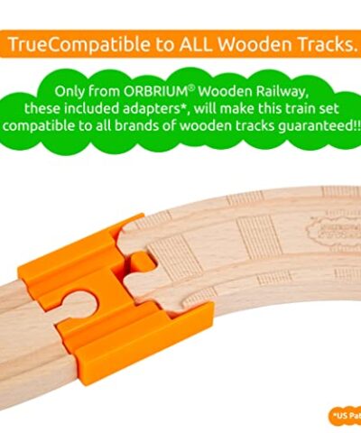 Orbrium Toys 52 Pcs Deluxe Wooden Train Set with Dual use Storage BoxTunnel Compatible with Thomas Wooden Railway Brio Chuggington 0 4