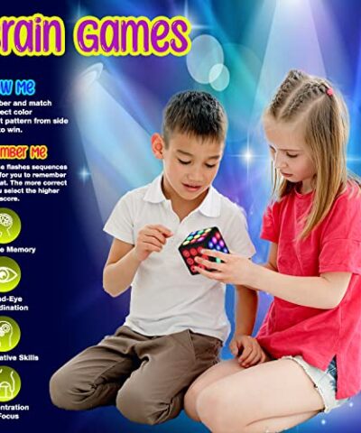 PlayRoute Brain Memory Cube Toy 5 Electronic Handheld Games for Kids Gift Idea for Kids Teens Boys Girls Ages 6 7 8 9 10 12 Years Old Up Sensory Fidget Toy for Boys Girls 0 1