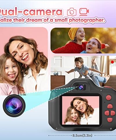 Seckton Upgrade Kids Selfie Camera Christmas Birthday Gifts for Age 3 10 Children Digital Video Cameras with Flash 24 Screen Portable Camera Toy 4 5 6 7 8 9 Year Old Boys Girls Black 0 2