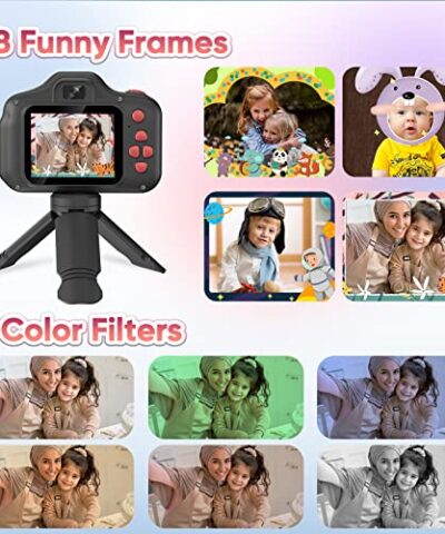 Seckton Upgrade Kids Selfie Camera Christmas Birthday Gifts for Age 3 10 Children Digital Video Cameras with Flash 24 Screen Portable Camera Toy 4 5 6 7 8 9 Year Old Boys Girls Black 0 3