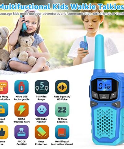 Walkie Talkies for Kids 4 Pack Rechargeable Walkie Talky Long Range for Adults Handheld Two Way Radios Outdoor Toys for Boys Girls Camping Hiking HuntingCruise Ship 0 0