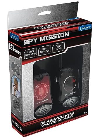 Lexibook Spy Mission Walkie Talkies 200m Communication Set for Kids 2 Communication Channels Belt Clip BlackRed TW12SPY 0 0