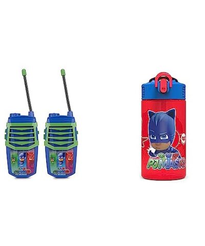 Sakar PJ Masks Molded Walkie Talkie for Kids Zak Designs PJ Masks Kids Water Bottle with Spout Cover and Built in Carrying Loop 0